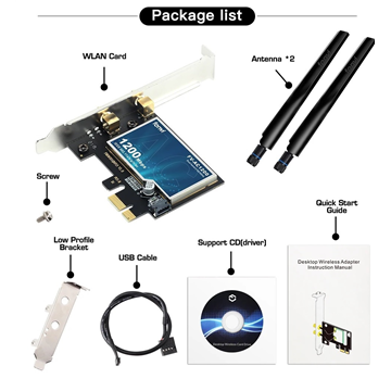 Generic PCIe WiFi + Bluetooth adapter Dual Band 